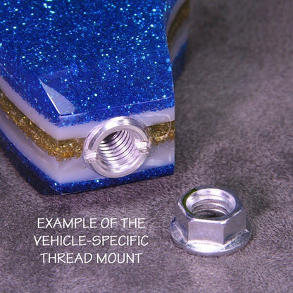 Metal Flake Gold Shifter Knob: Specific Thread Mount or Universal Fit Hot Rod Shifter