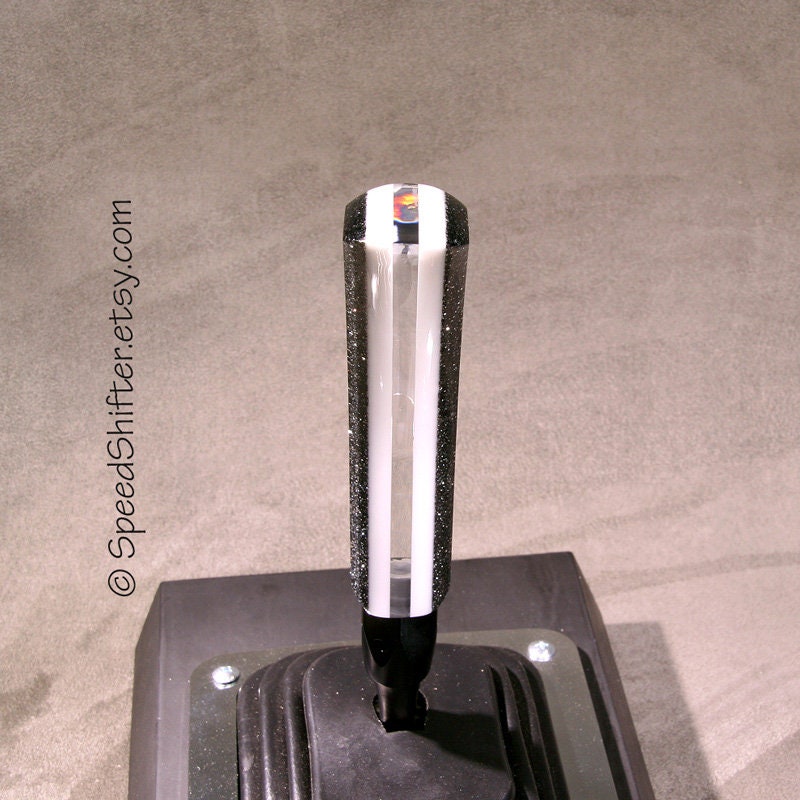 BLACK Metal Flake SHIFT KNOB, With Layers of White and Clear.  For your Hot Rod, Rat Rod, Cool Ride, Sports Car, Fast Car