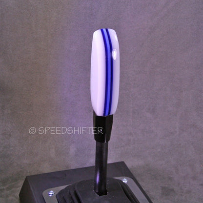 Handmade Tall Acrylic Shift Knob: White & Blue, Specific Thread Mount or Universal Fit
