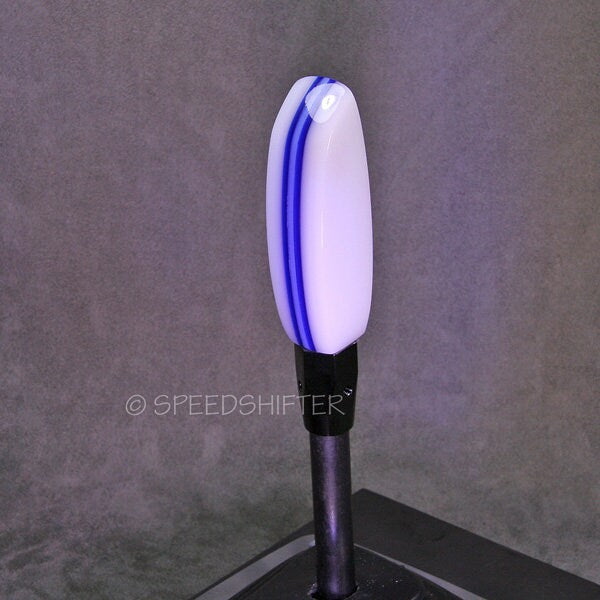 Handmade Tall Acrylic Shift Knob: White & Blue, Specific Thread Mount or Universal Fit