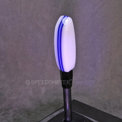 Handmade Tall Acrylic Shift Knob: White & Blue, Specific Thread Mount or Universal Fit