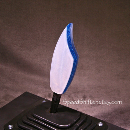 Pearl Silver with Metal Flake Blue SHIFT KNOB.  For your Hot Rod, Rat Rod, Cool Ride, Sports Car, Fast Car