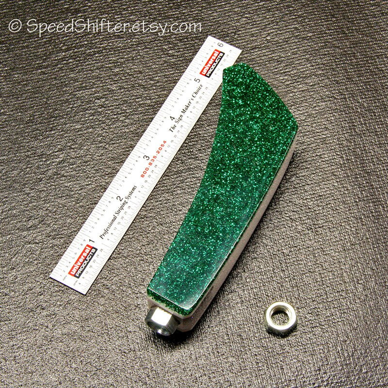 Kelly Green, Clear, White SHIFT KNOB.  Metallic, Metal Flake, For your Hot Rod, Rat Rod, Cool Ride, Sports Car, Fast Car