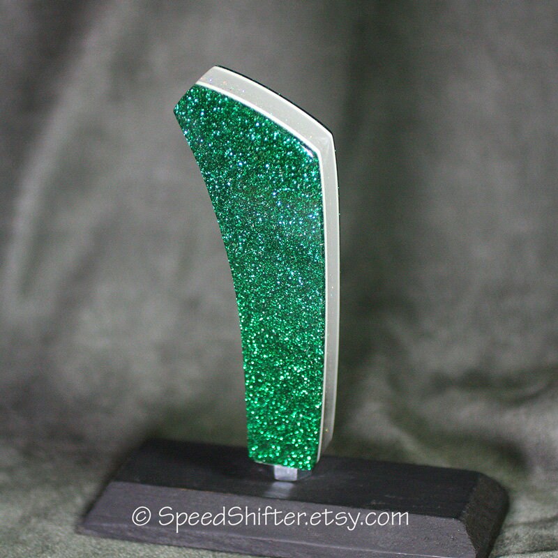 Kelly Green, Clear, White SHIFT KNOB.  Metallic, Metal Flake, For your Hot Rod, Rat Rod, Cool Ride, Sports Car, Fast Car
