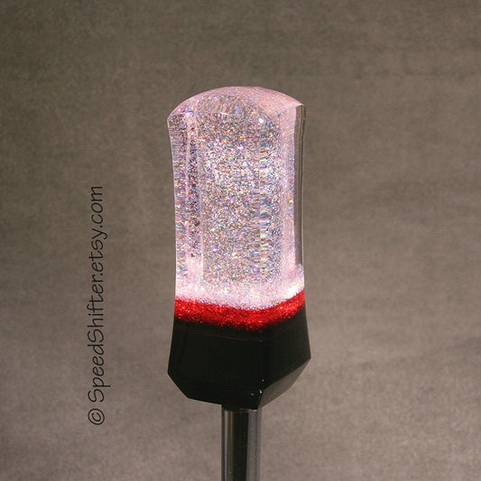 Holographic Shift Knob: Red & Black Acrylic Car Shifter