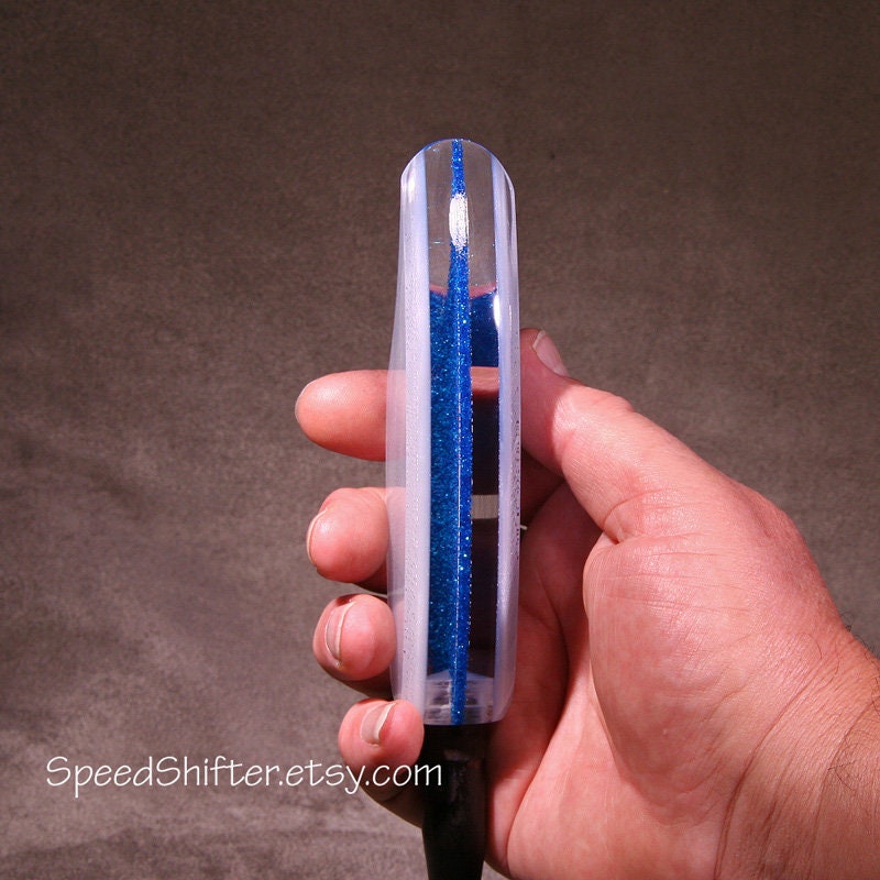 Pearl Silver with Metal Flake Blue SHIFT KNOB.  For your Hot Rod, Rat Rod, Cool Ride, Sports Car, Fast Car