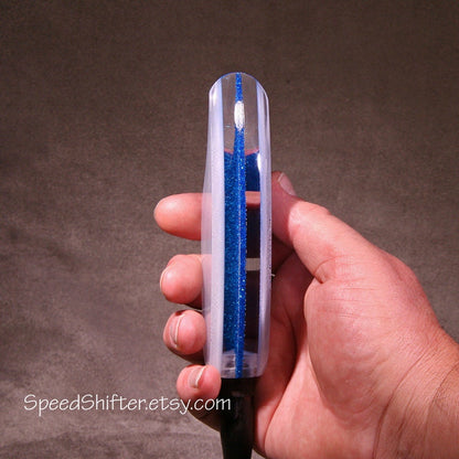 Pearl Silver with Metal Flake Blue SHIFT KNOB.  For your Hot Rod, Rat Rod, Cool Ride, Sports Car, Fast Car