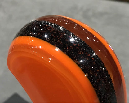 Orange with black metalflake.  SHIFT KNOB, Universal Fit.  With layers clear.  For your Hot Rod, Rat Rod, Cool Ride, Sports Car, Truck