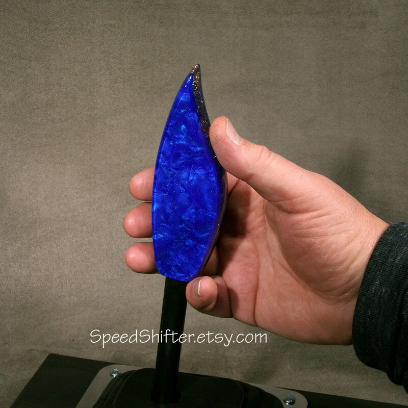MARBLED BLUE Handle, Shift Knob, With Gold, Specific Thread Mount or Universal Fit.  For your Hot Rod, Rat Rod, Cool Ride, Sports Car
