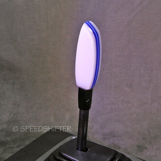 Handmade Tall Acrylic Shift Knob: White & Blue, Specific Thread Mount or Universal Fit