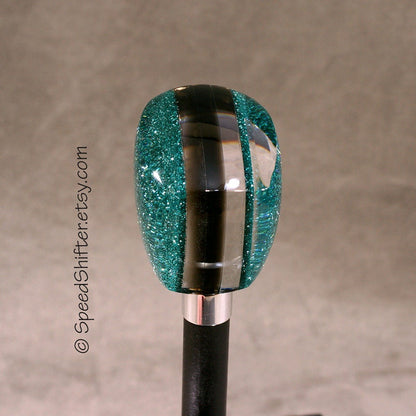 SAGE Green and Smoke Gray, SHIFT KNOB  Metallic, Metal Flake, For your Hot Rod, Rat Rod, Cool Ride, Sports Car, Fast Car