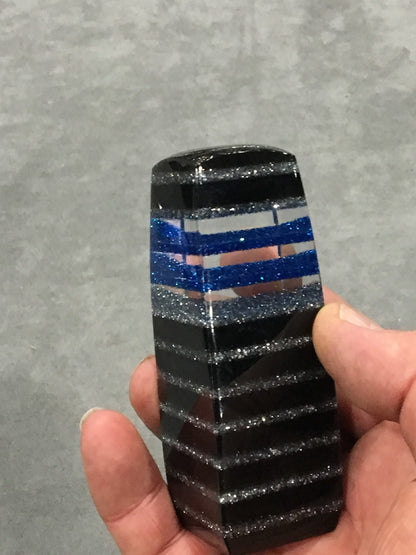 Blue, Silver, Smokey SHIFT KNOB, Can Be Universal Fit.  With layers of clear.  For your Hot Rod, Rat Rod, Cool Ride, Sports Car, Fast Car