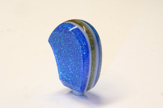 Blue Gold Metal Flake Shift Knob: Custom Hot Rod Shifter Handle