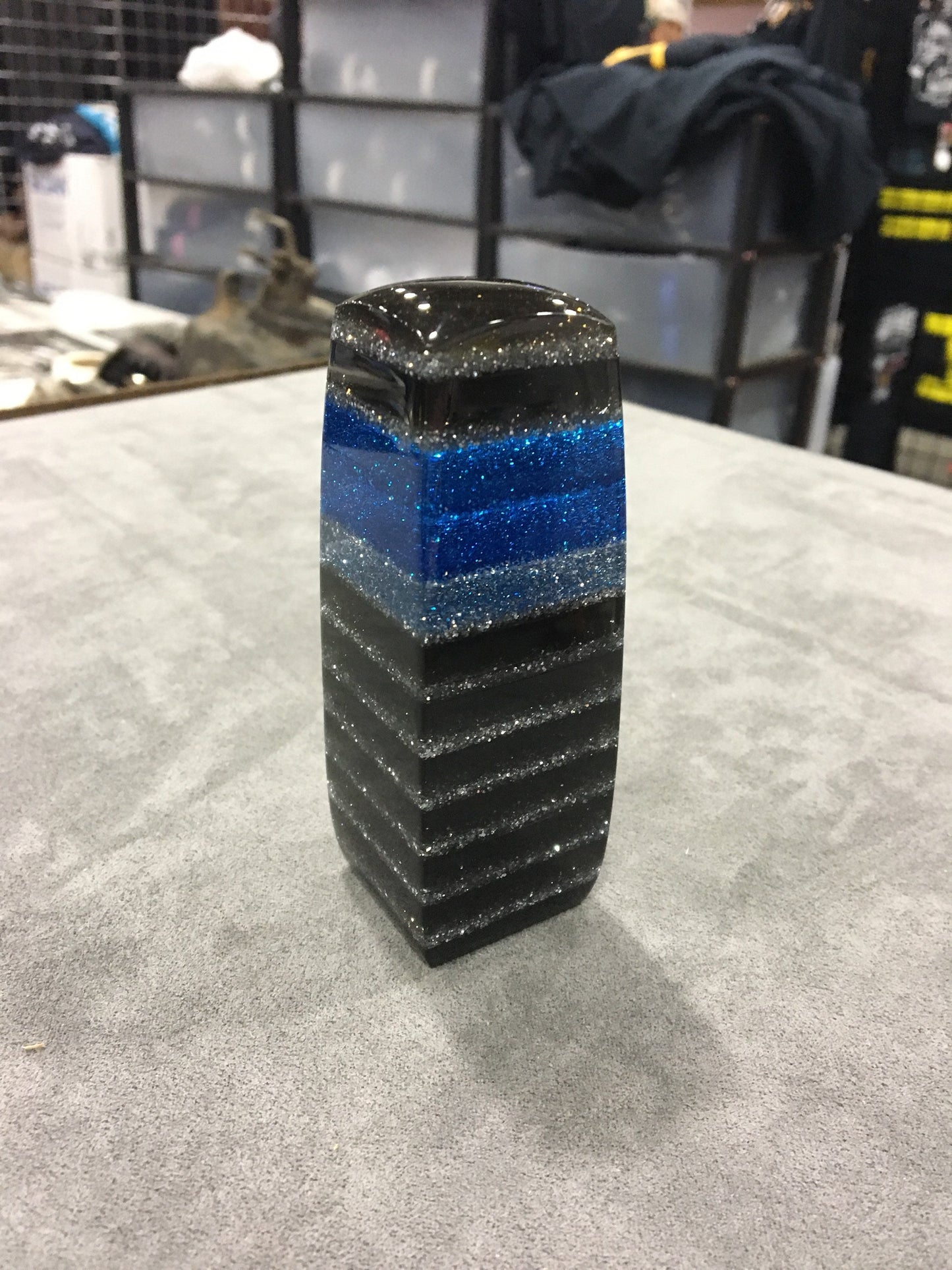 Blue, Silver, Smokey SHIFT KNOB, Can Be Universal Fit.  With layers of clear.  For your Hot Rod, Rat Rod, Cool Ride, Sports Car, Fast Car